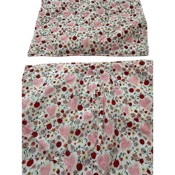 Pink flowers Hearts Floral Pillow Shams Set of 2 Quilted Cotton Kids bedding - Picture 5 of 7